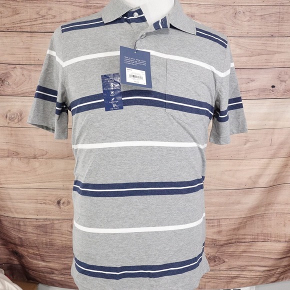 NWT CROFT & BARROW GREY STRIPED SIGNATURE POLO SHIRT MENS SZ S SMALL NEW! - Picture 2 of 8